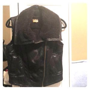Faux leather Sherpa lined vest